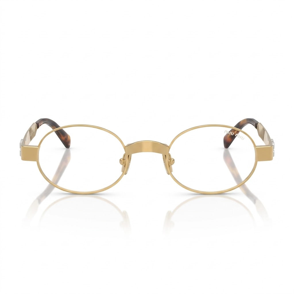 Miu Miu Envie Women MU B51S Oval Gold / Transparent Blue-Light Filter  Eyewear 