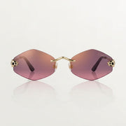 Cartier Panthère de  Unisex Rimless Hexagonal Purple Gradient Sunglasses