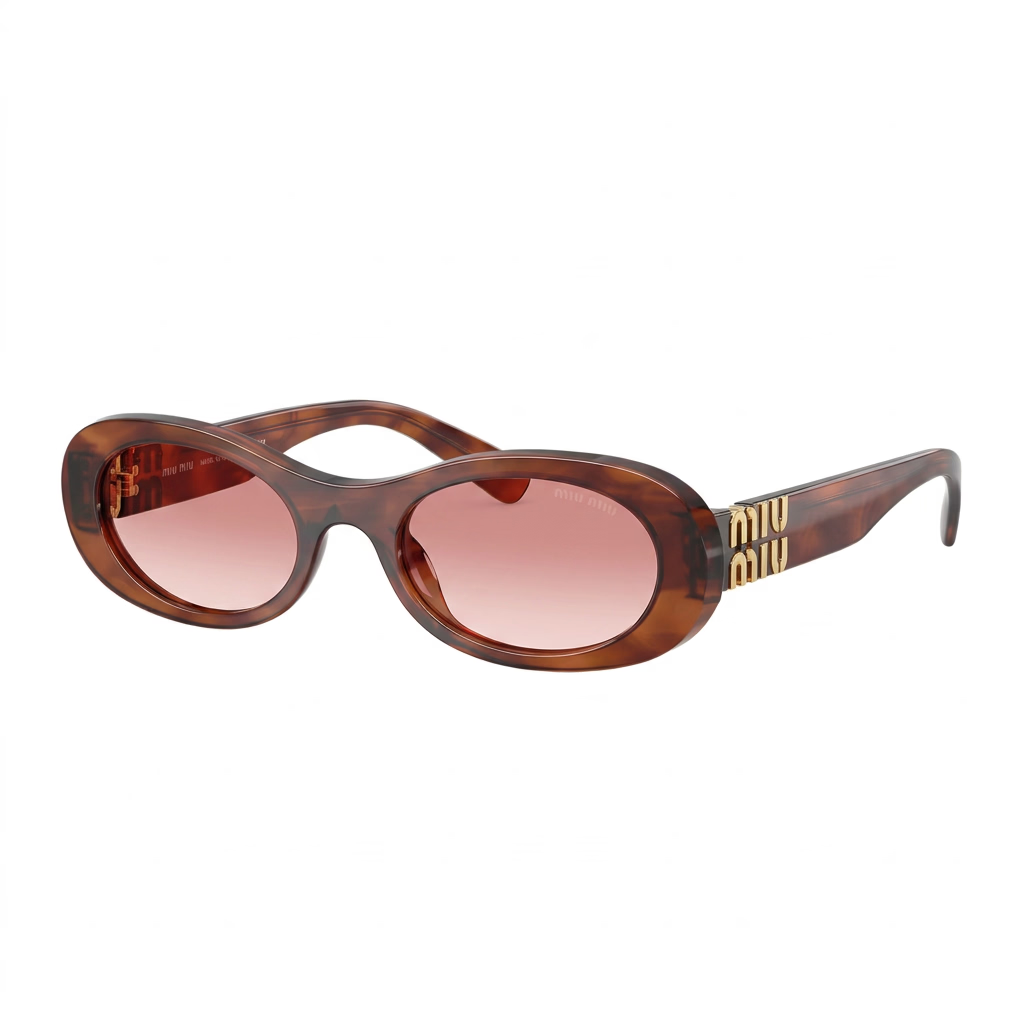 Miu Miu Women Oval Striped Tobacco / Etruscan Gradient Sunglasses