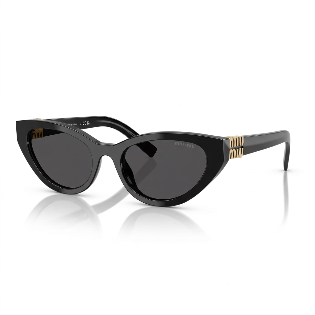 Miu Miu Women MU A04S Cat-Eye Glossy Black / Dark Grey Sunglasses