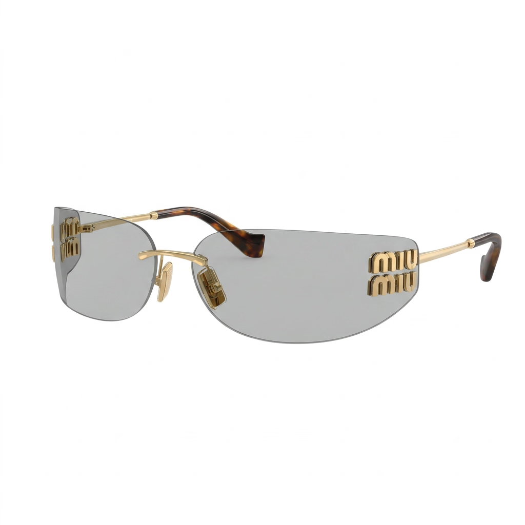 Miu Miu Women Aube Rimless Gold / Grey Sunglasses