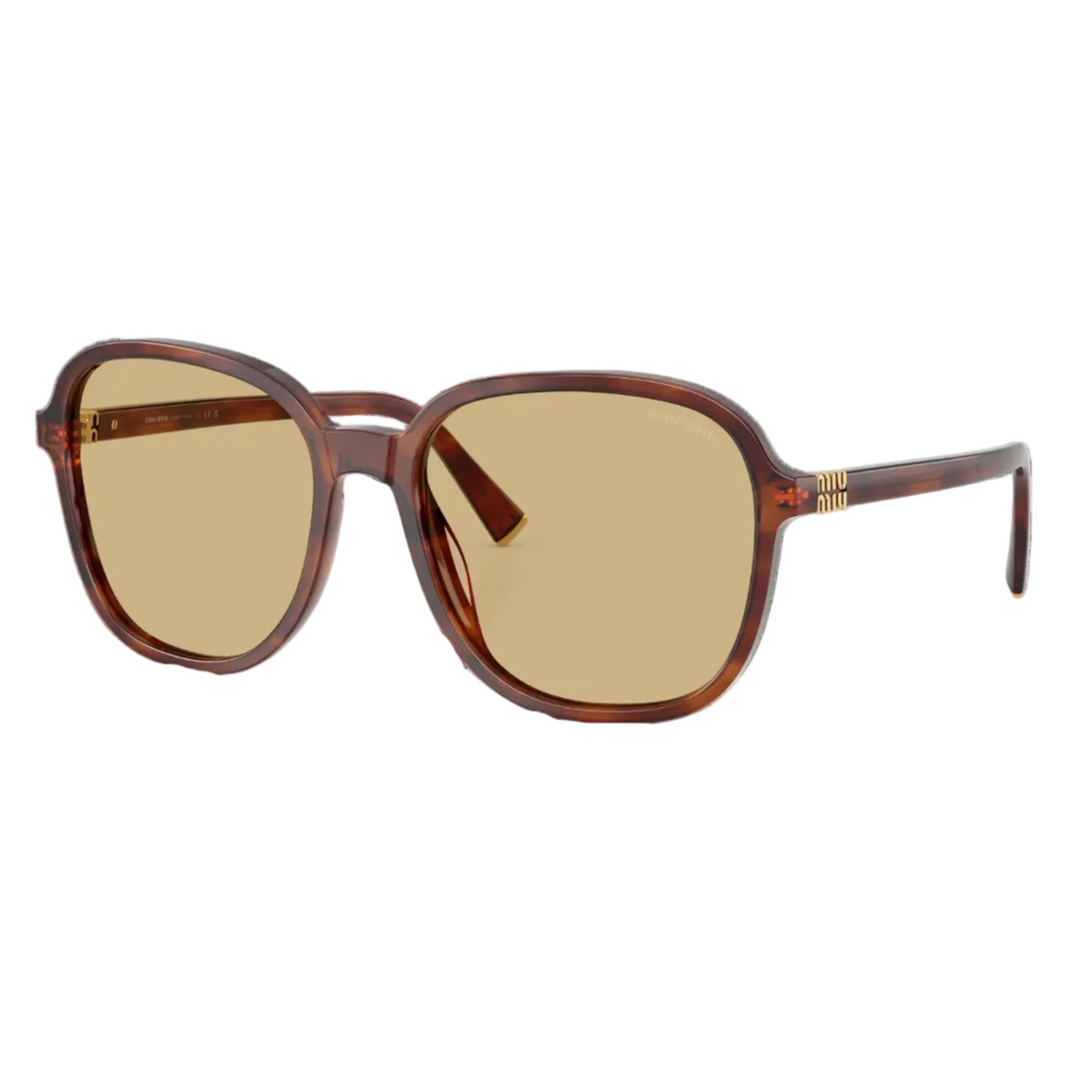 Miu Miu Regard MU B01S Women Oversized Pillow Striped Tobacco / Yellow Sunglasses