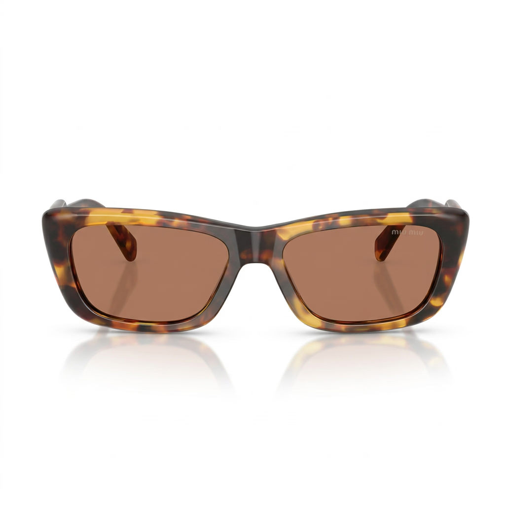 Miu Miu MU B12S Women Rectangular Havana / Brown Sunglasses