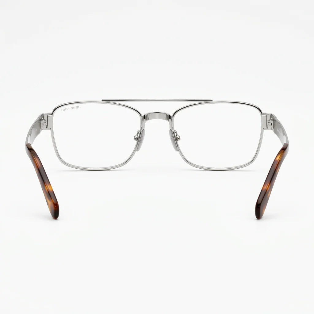Miu Miu Women / Unisex Double-Bridge Silver Optical Glasses