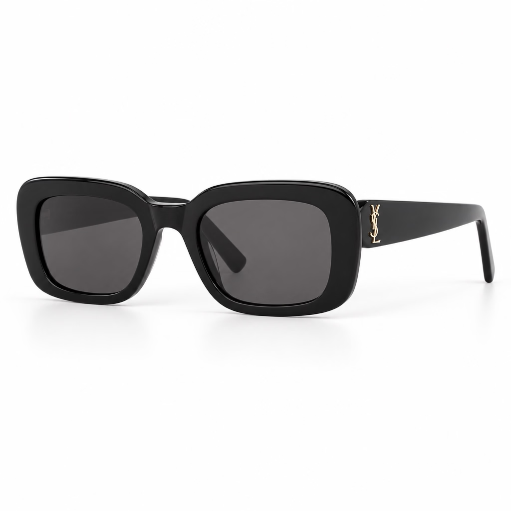 Saint Laurent SL M130 Women Pillowed Rectangular Black Sunglasses