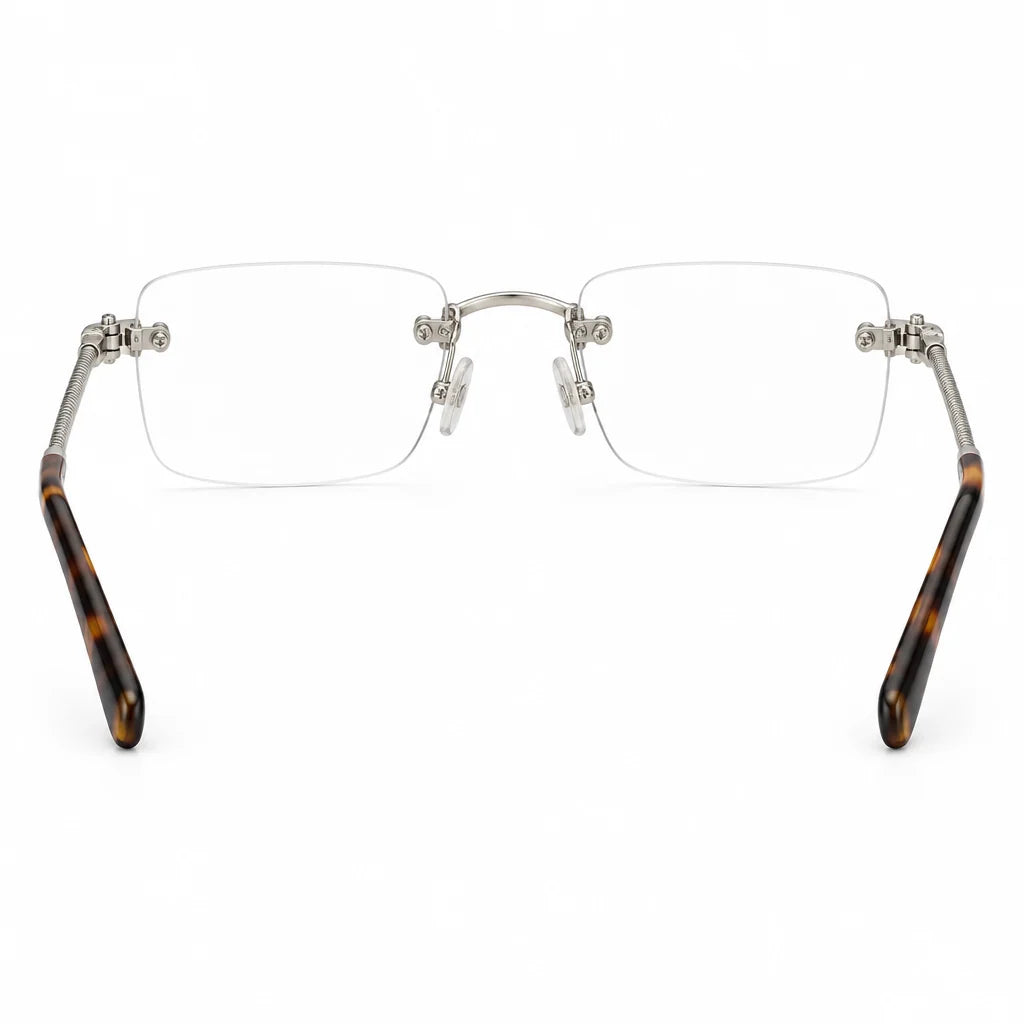 FRED FG50002F Luxury Unisex Rimless Silver & Havana Cable Optical Frame