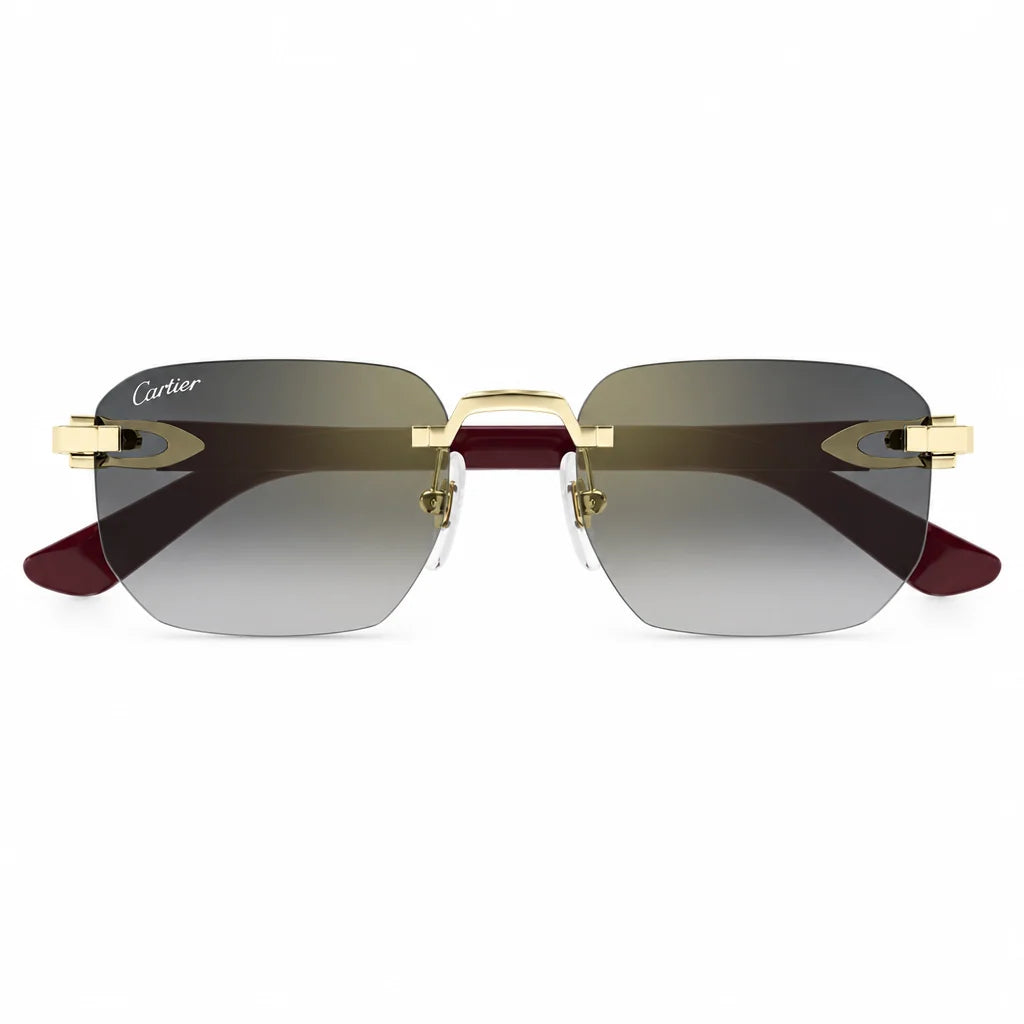 Cartier Elongated C de Motif Men Rimless Gradient Grey Sunglasses
