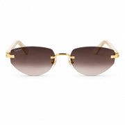 Cartier C Décor Women Rimless Geometric Frame Marble-Effect Temples Brown Sunglasses