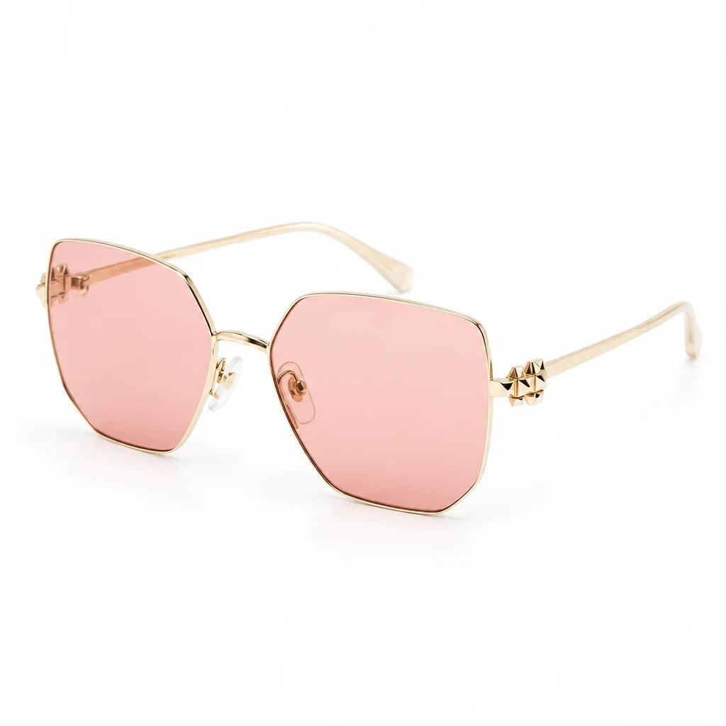 Cartier Clash de C Women Gold Finish Studded Temple Square Pink Gradient Sunglasses