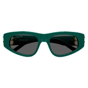 Balenciaga Women BB0257S Dynasty Oval Emerald Green Gold Sunglasses