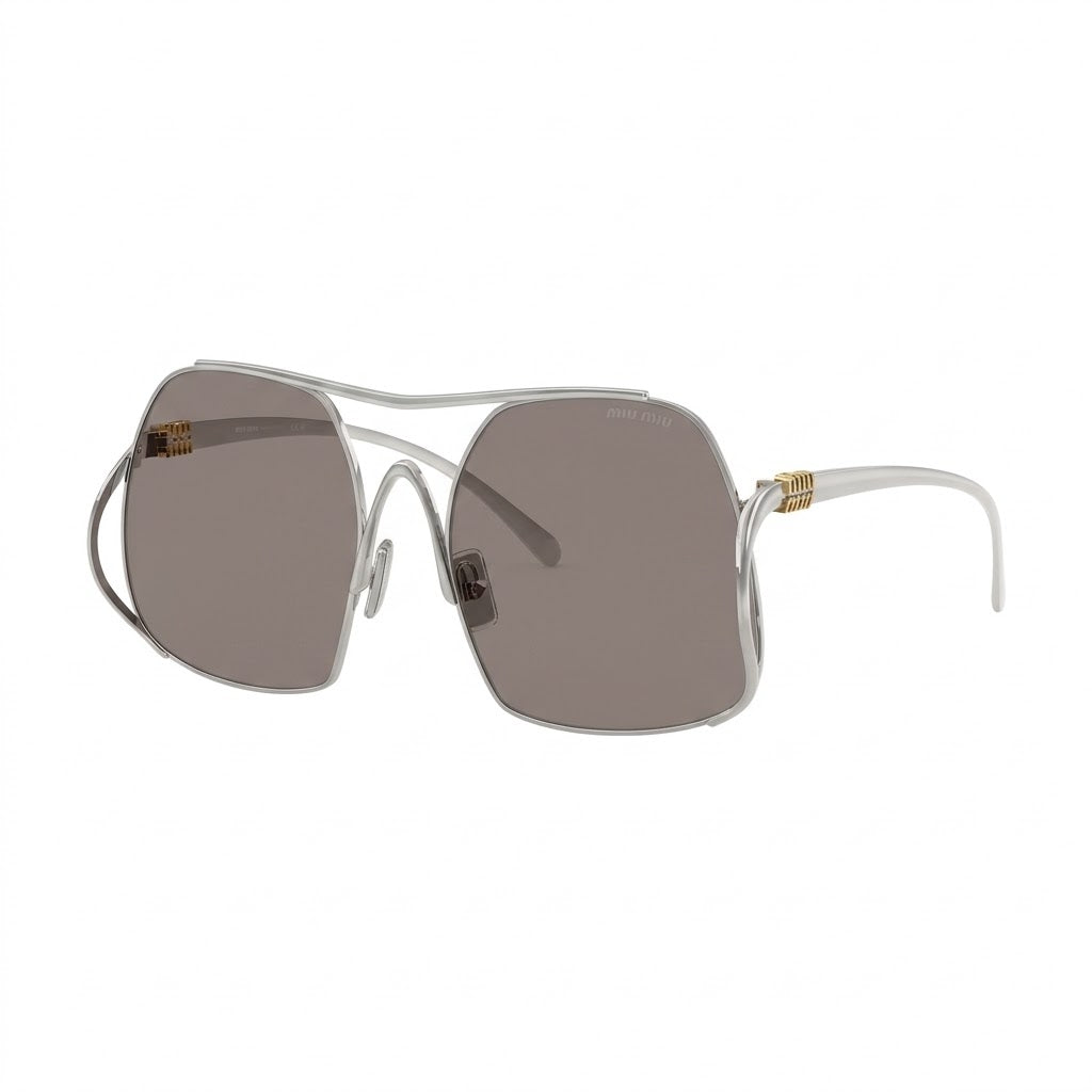 Miu Miu MU A55S Women Square Silver / Dark Grey Sunglasses
