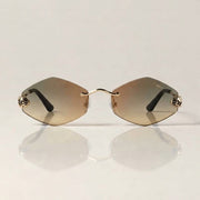 Cartier Panthère de Unisex Rimless Hexagonal Brown Gradient Sunglasses
