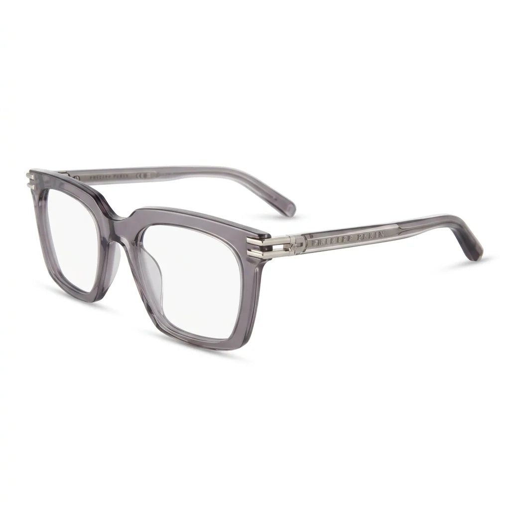 Philipp Plein Men VPP115M 04AR Transparent Dark Grey Eyeglasses