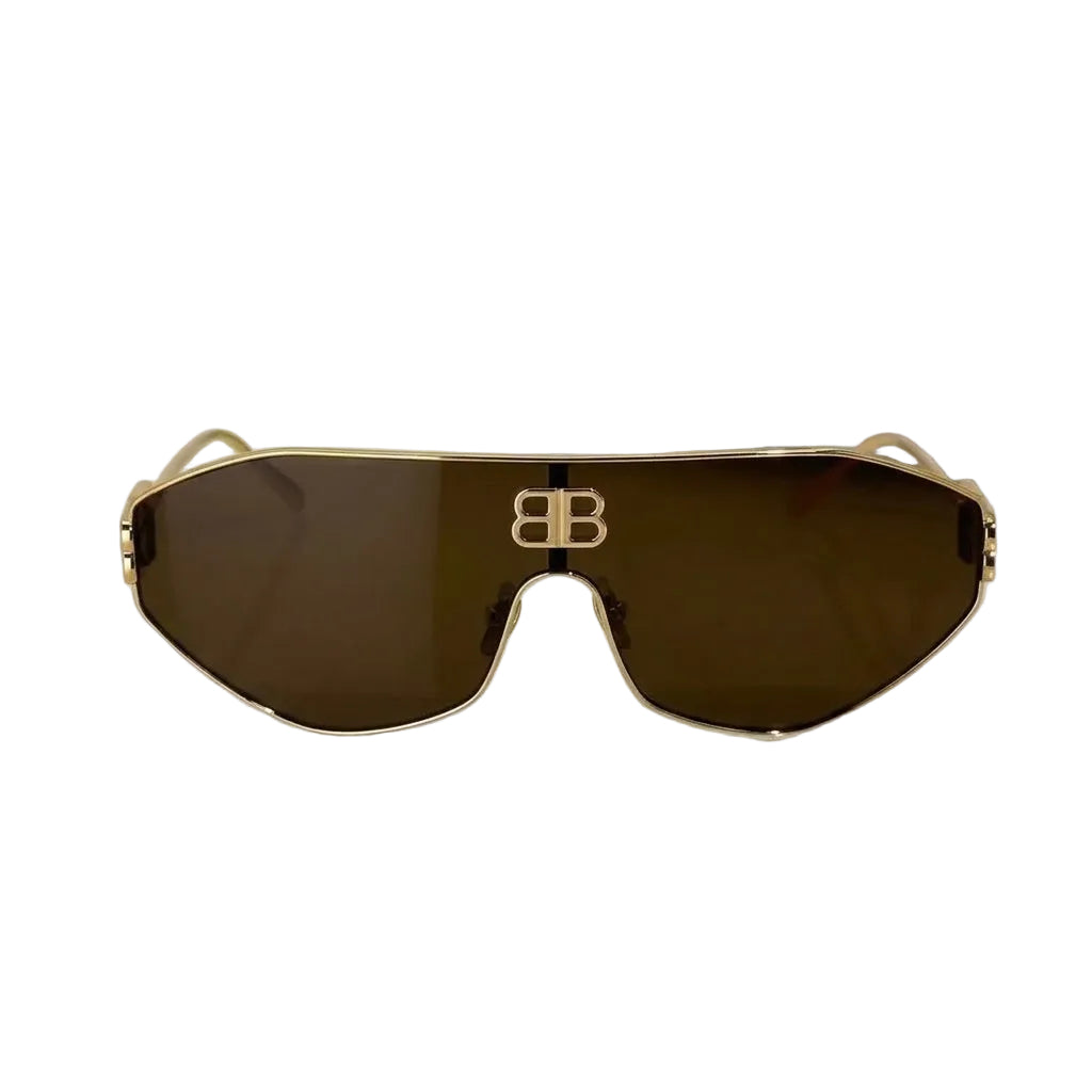 Balenciaga BB0283S Unisex Shield Gold / Brown Sunglasses