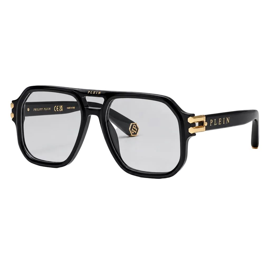 Philipp Plein VPP148M Unisex Black Navigator Optical Glasses