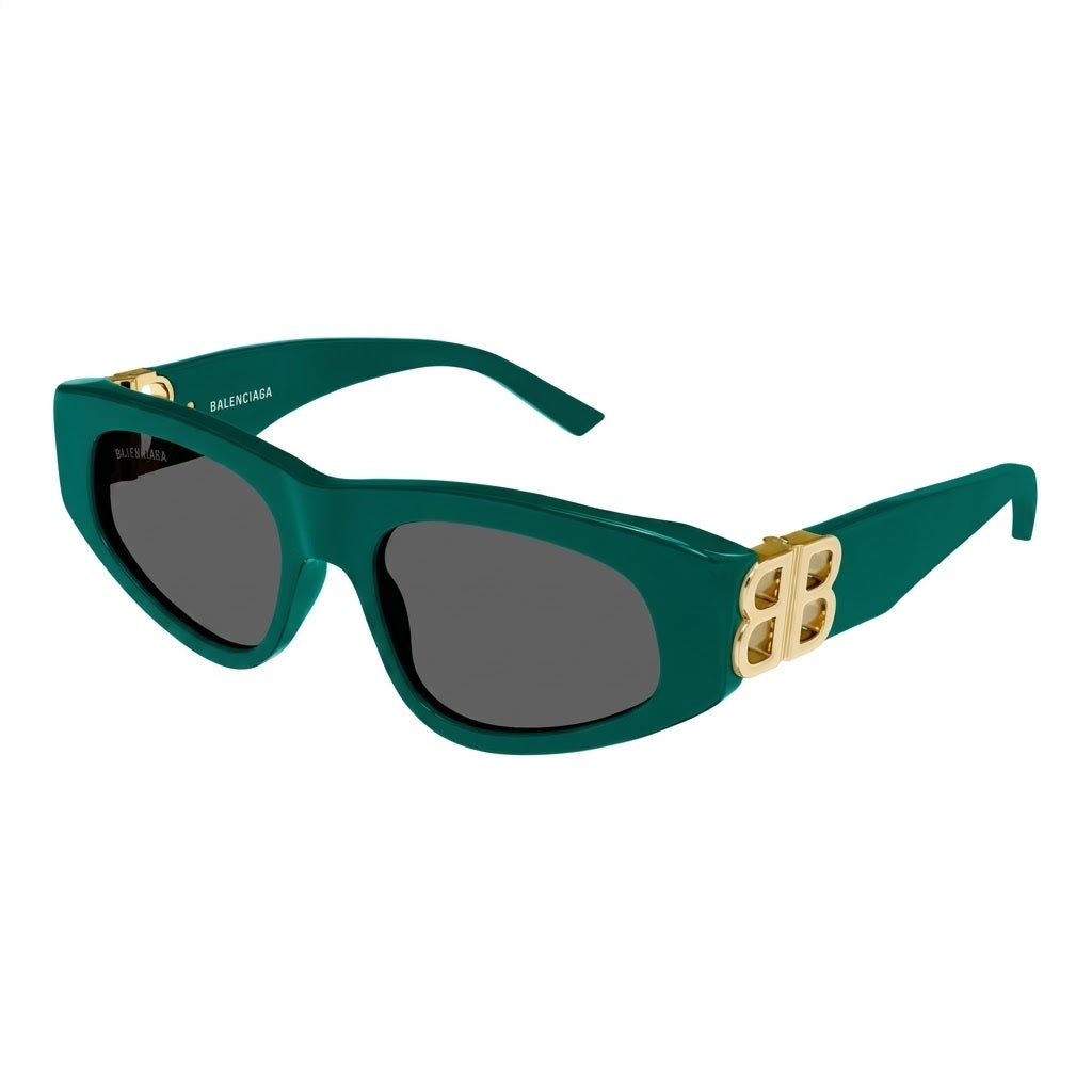 Balenciaga Women BB0095S Dynasty Oval Emerald Green Gold Sunglasses