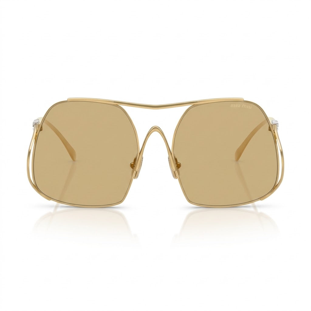 Miu Miu MU A55S Women Square Gold / Yellow Sunglasses