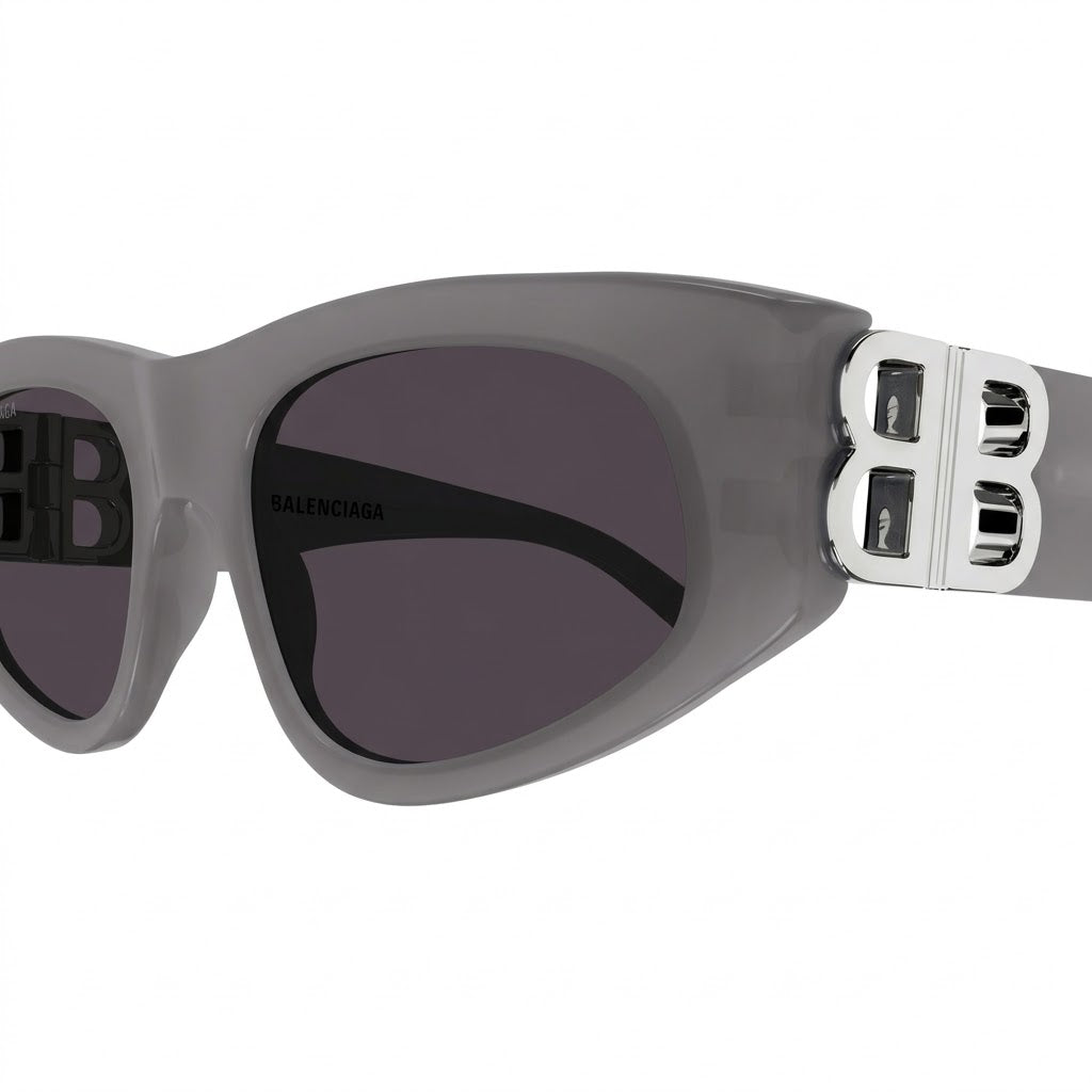 Balenciaga Women BB0095S Dynasty Oval Grey / Silver Sunglasses