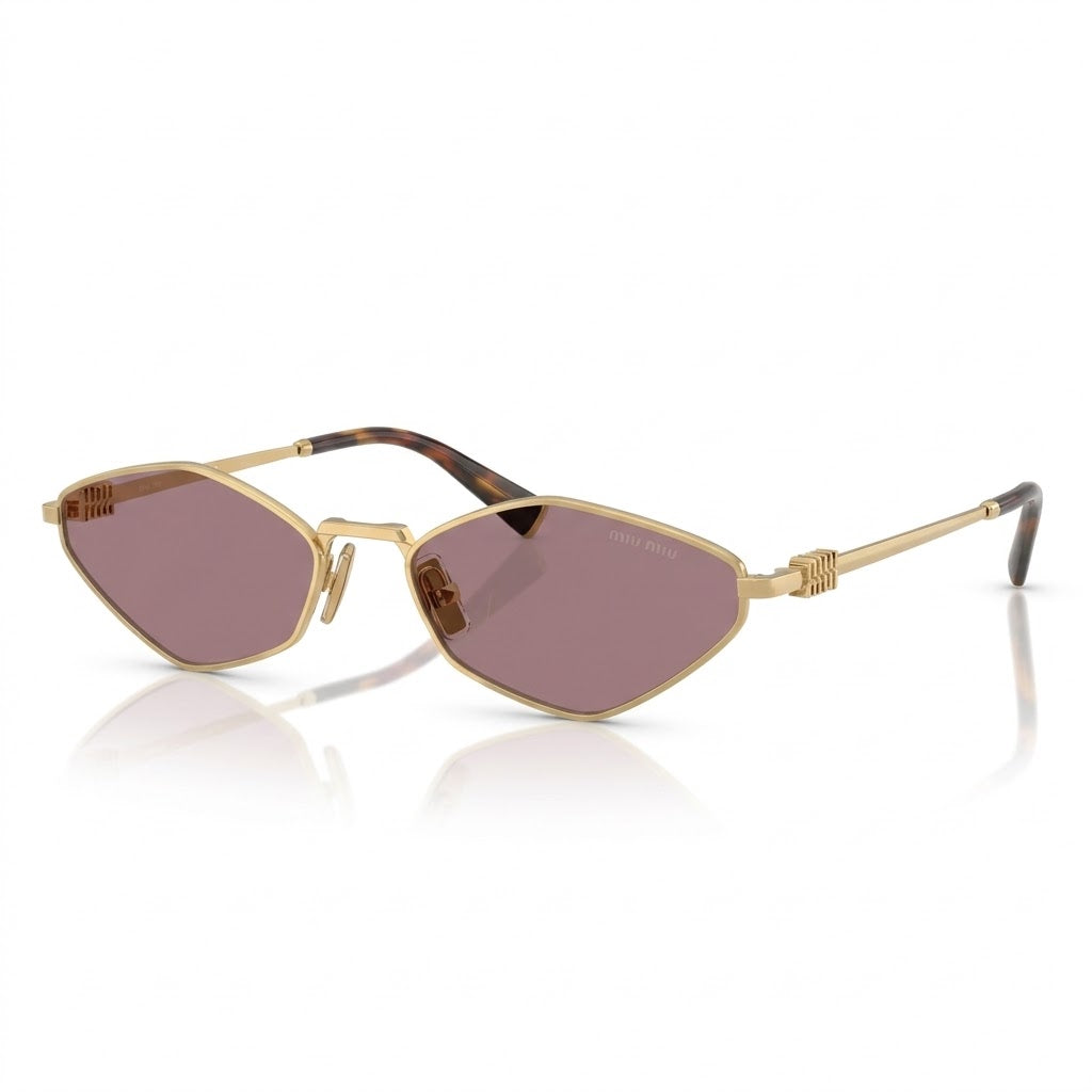 Miu Miu Women Gold / Light Purple-Brown Sunglasses