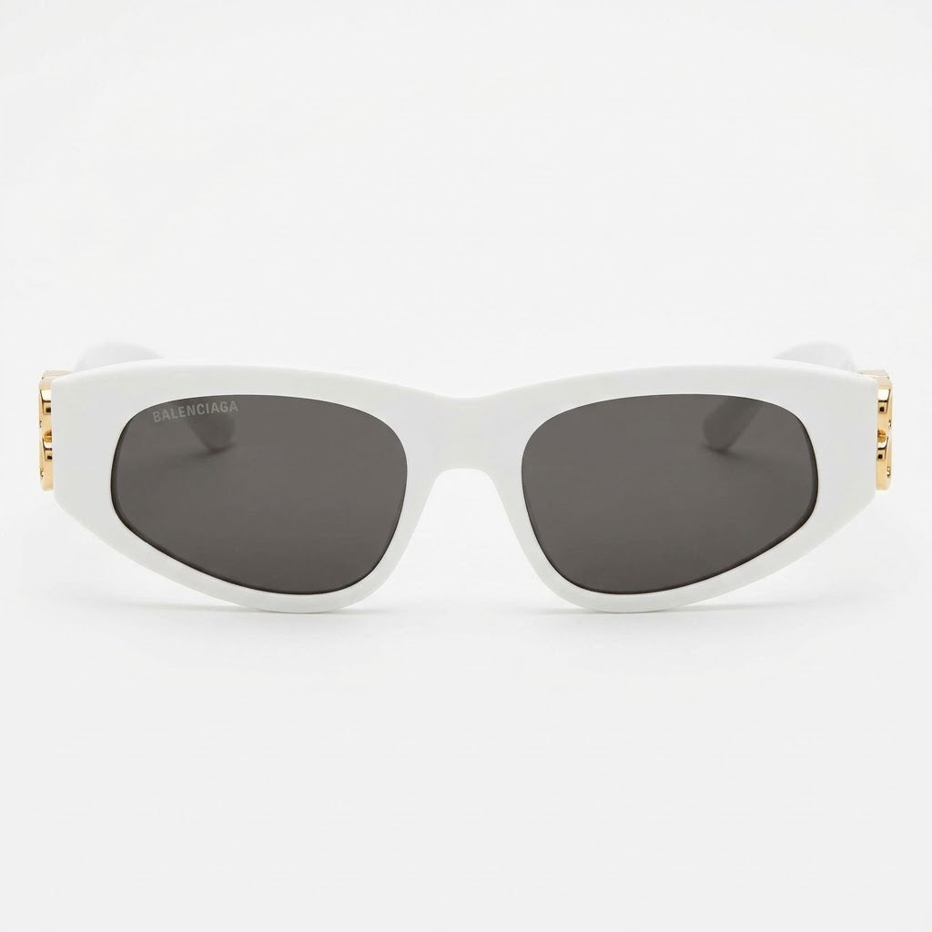Balenciaga Women Dynasty Shiny White / Gold D-Frame Sunglasses
