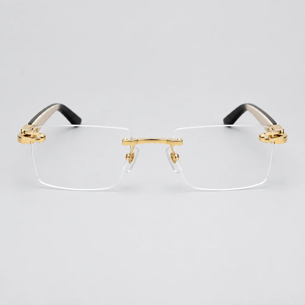 Cartier C Décor Men Rimless Natural Wood Temples Transparent Glasses