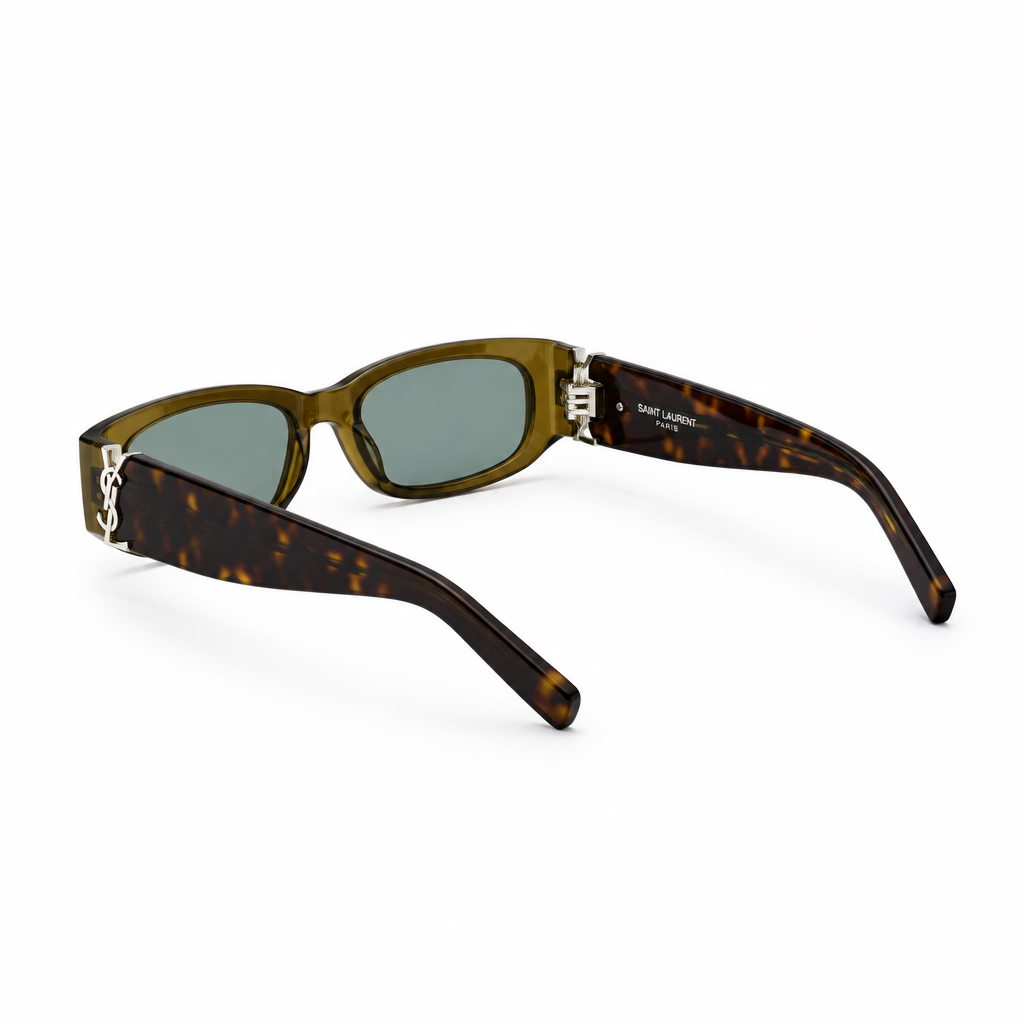 Saint Laurent Women SL M152 Rectangular Transparent Khaki / Havana Sunglasses