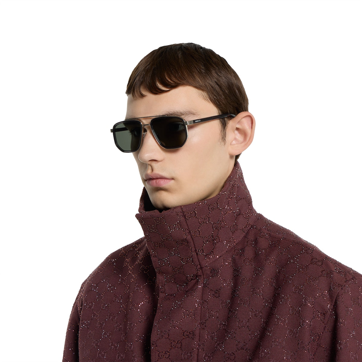 Gucci Men Navigator Frame Grey Sunglasses