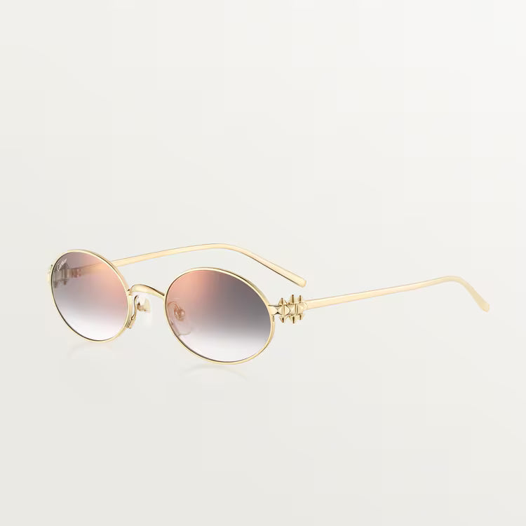 Cartier Clash de Women Oval Gold Finish Studded Temple Grey Gradient Lenses Sunglasses