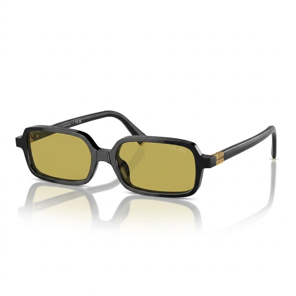Miu Miu Regard MU 11ZS Women Rectangular Black / Olive Green Sunglasses