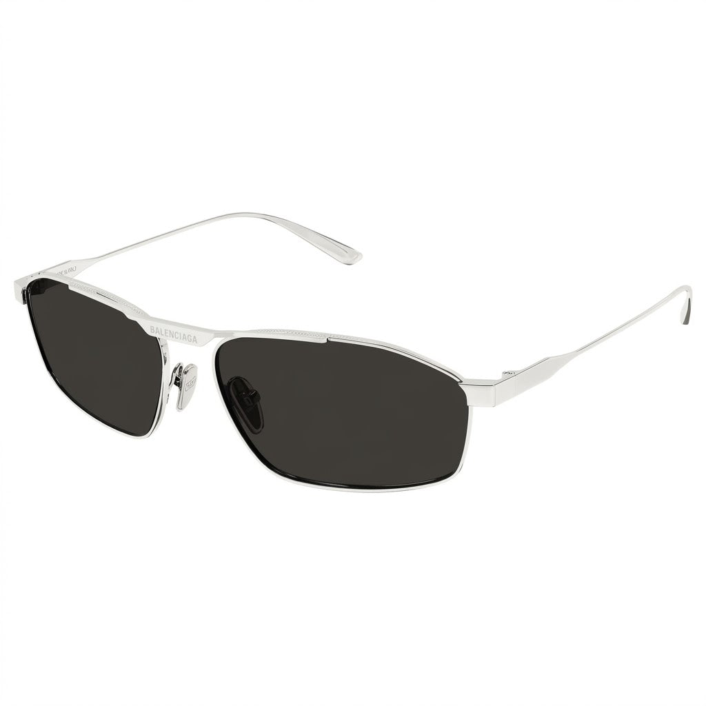 Balenciaga Men BB0416S 002 Silver Glitter / Grey Geometric Metal Sunglasses