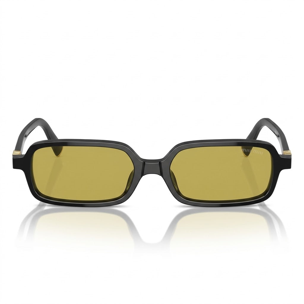 Miu Miu Regard MU 11ZS Women Rectangular Black / Olive Green Sunglasses 