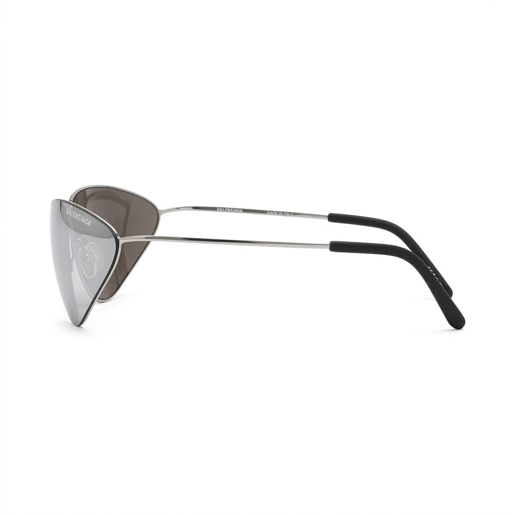 Balenciaga Unisex Extreme BB0350S 004 Cat-Eye  Silver-Green Mirrored Sunglasses