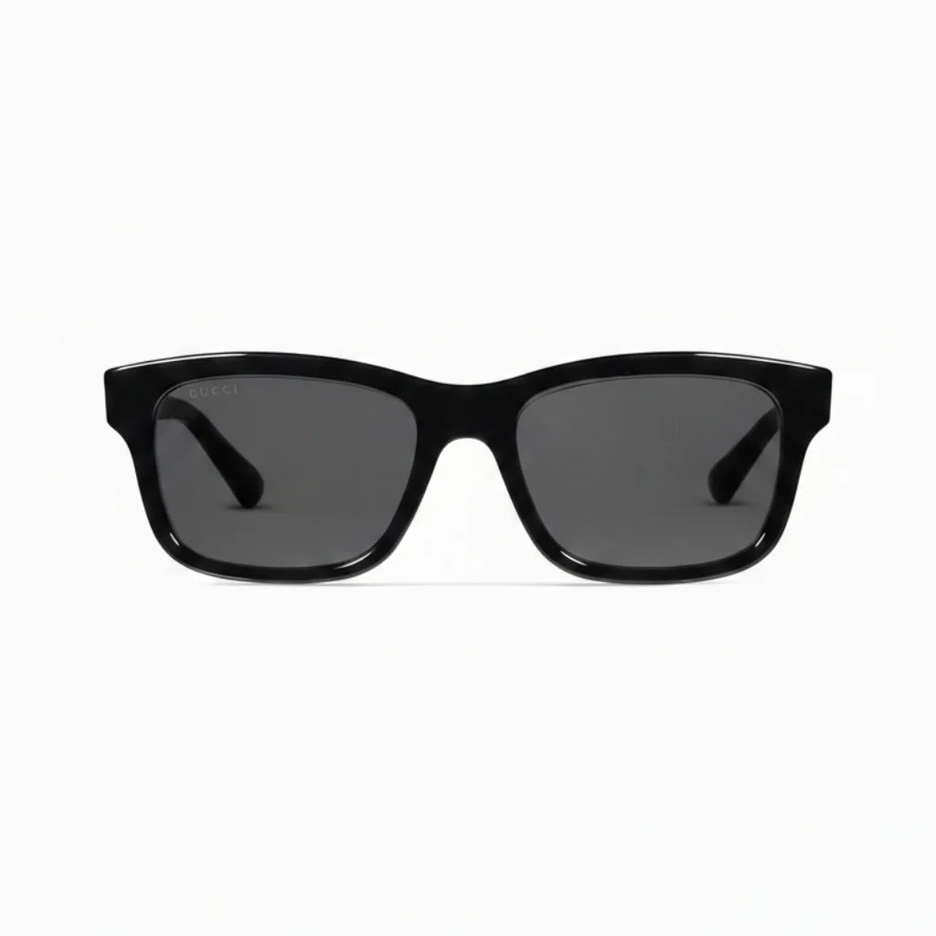 Gucci Men Rectangular Polish Black Sunglasses