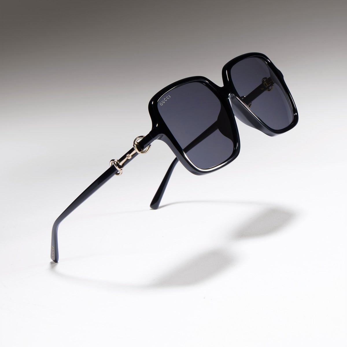 Gucci Women Low Nose Bridge Fit Butterfly Black Sunglasses