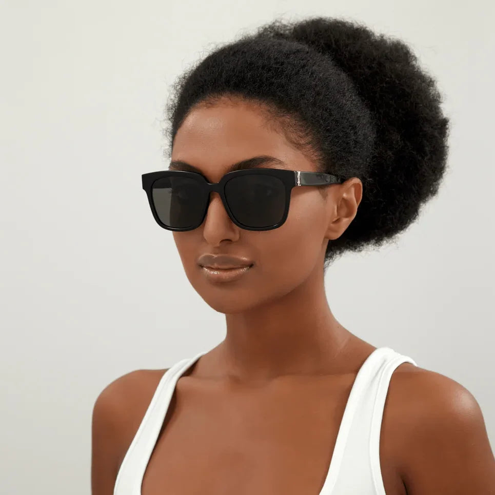 Saint Laurent Women SL M40 Gold YSL Monogram Hinge Black/Grey Sunglasses