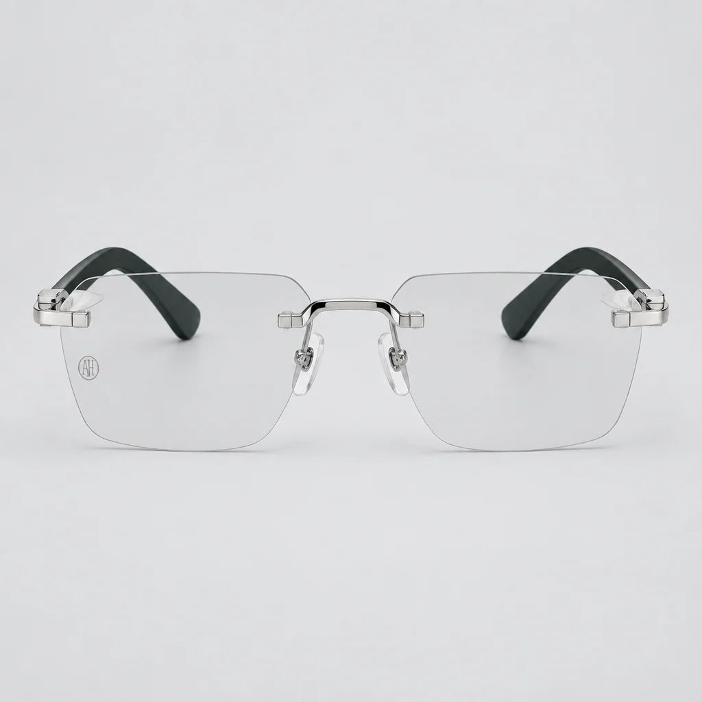 Cartier C Décor Men Rimless Dark Green Wood Temples Transparent Glasses