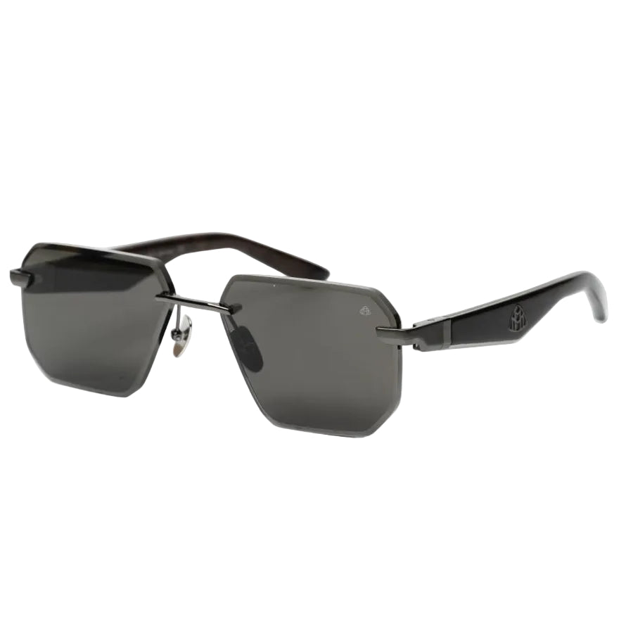 Maybach VISIONIST SUN I Unisex Geometric Rimless Luxury Sunglasses – Dark Gunmetal / Black