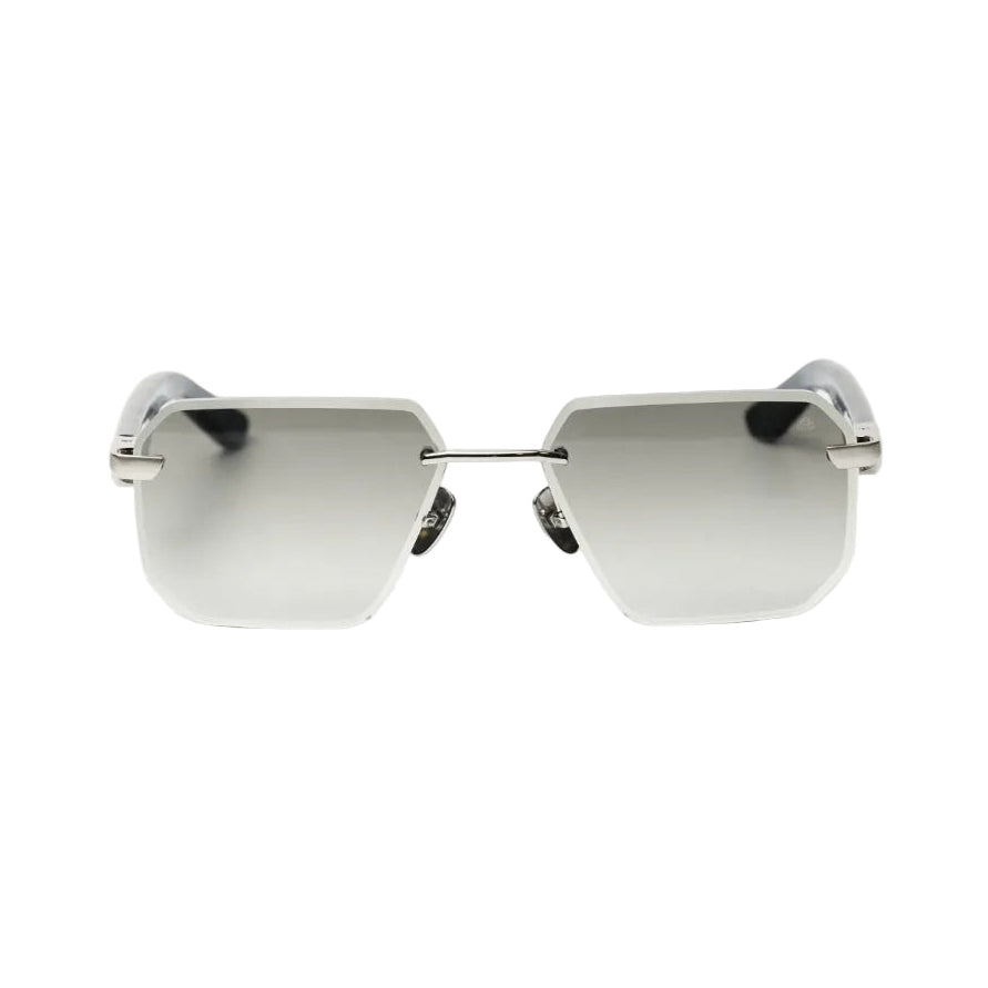 Maybach THE VISIONIST SUN I Unisex Geometric Rimless Luxury Platinum Brown Wood / Grey Gradient Sunglasses 