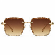 Cartier Panthère de Unisex Rimless Brown Gradient Lens Split Diamond Cut Sunglasses