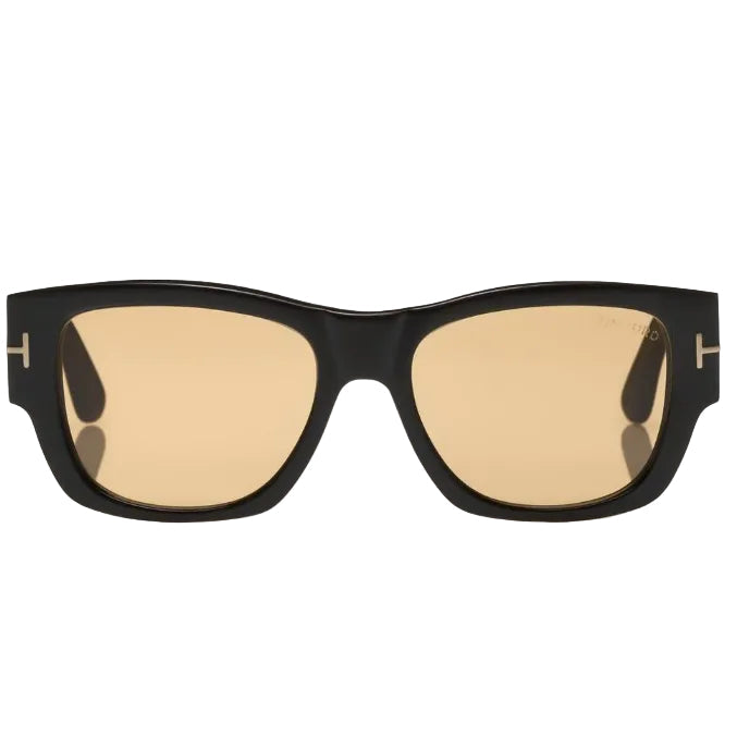 Tom Ford Men Round Frame Brown Horn Sunglasses