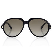 Tom Ford Men Pilot Frame Matte Shiny Black Sunglasses