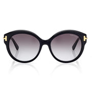 Tom Ford Women Round Frame Metallic Black Sunglasses