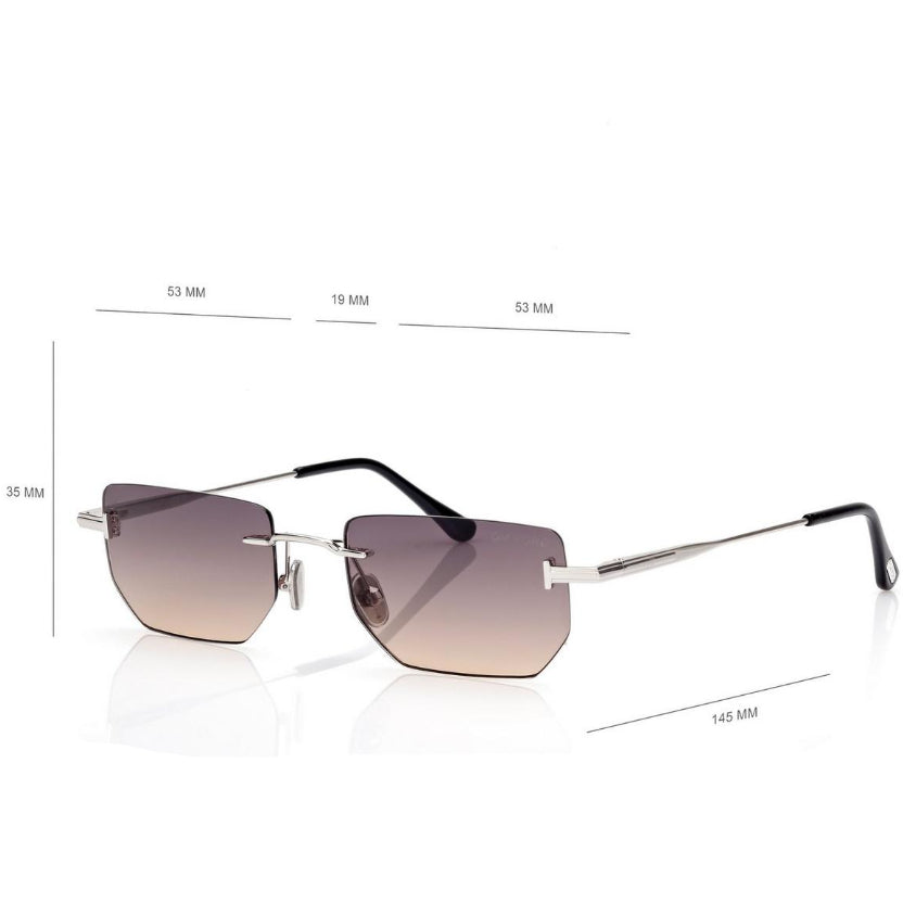 Tom Ford Women Rimless Frame Silver Sunglasses