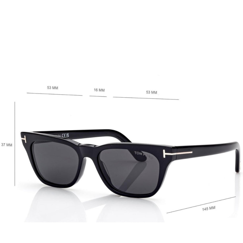 Tom Ford Men Rectangular Frame Black Sunglasses