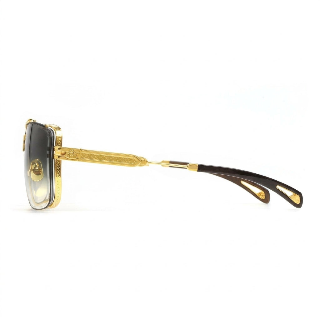 Maybach THE DAWN I Unisex 24K Champagne Gold & Blue/Grey Gradient Luxury Sunglasses