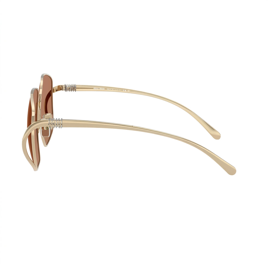 Miu Miu Women MU A57S Oversized Square Pale Gold / Brown Sunglasses
