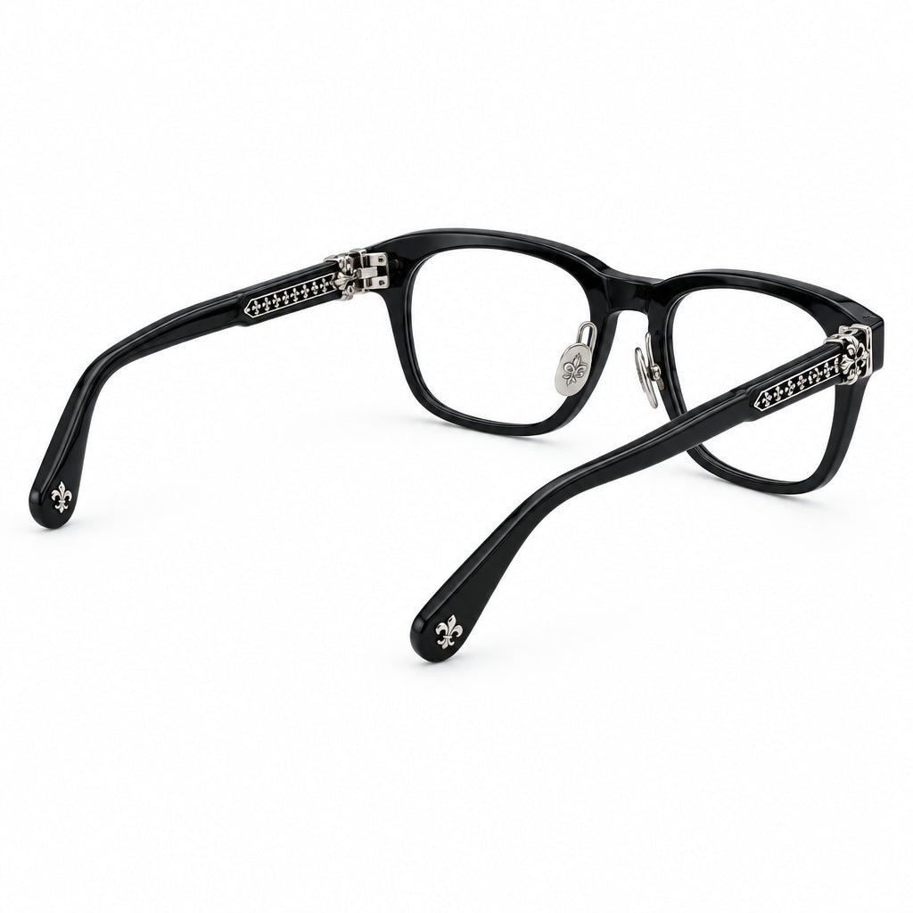 Chrome Hearts Unisex Black & Silver Gothic Square Optical Glasses
