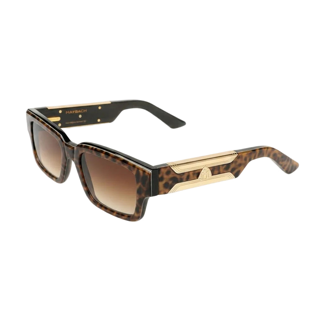 Maybach THE BLAZE I Luxury Light Tortoise Buffalo Horn 22K Gold / Light Bronze Gradient Sunglasses