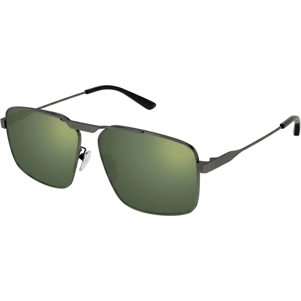 Balenciaga Unisex Tag 2.0 Gunmetal / Green Sunglasses