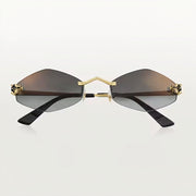 Cartier Panthère de Unisex Rimless Hexagonal Grey Gradient Sunglasses